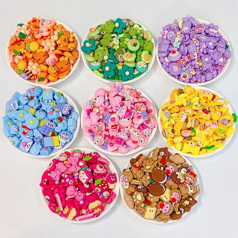 

100pcs Cartoon Animal Resin Planar Flatback Slime Charms Cream Glue Resin Accessories for DIY Crafts Arts and Crafts Supplies