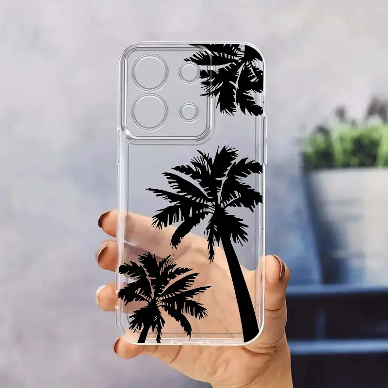 

Coconut Tree Iagery Art Phone Case For Xiaomi Redmi 10 11 K30 K40 K50 K60 K70 Pro Prime Plus Ultra Zoom 5G TPU Transparent