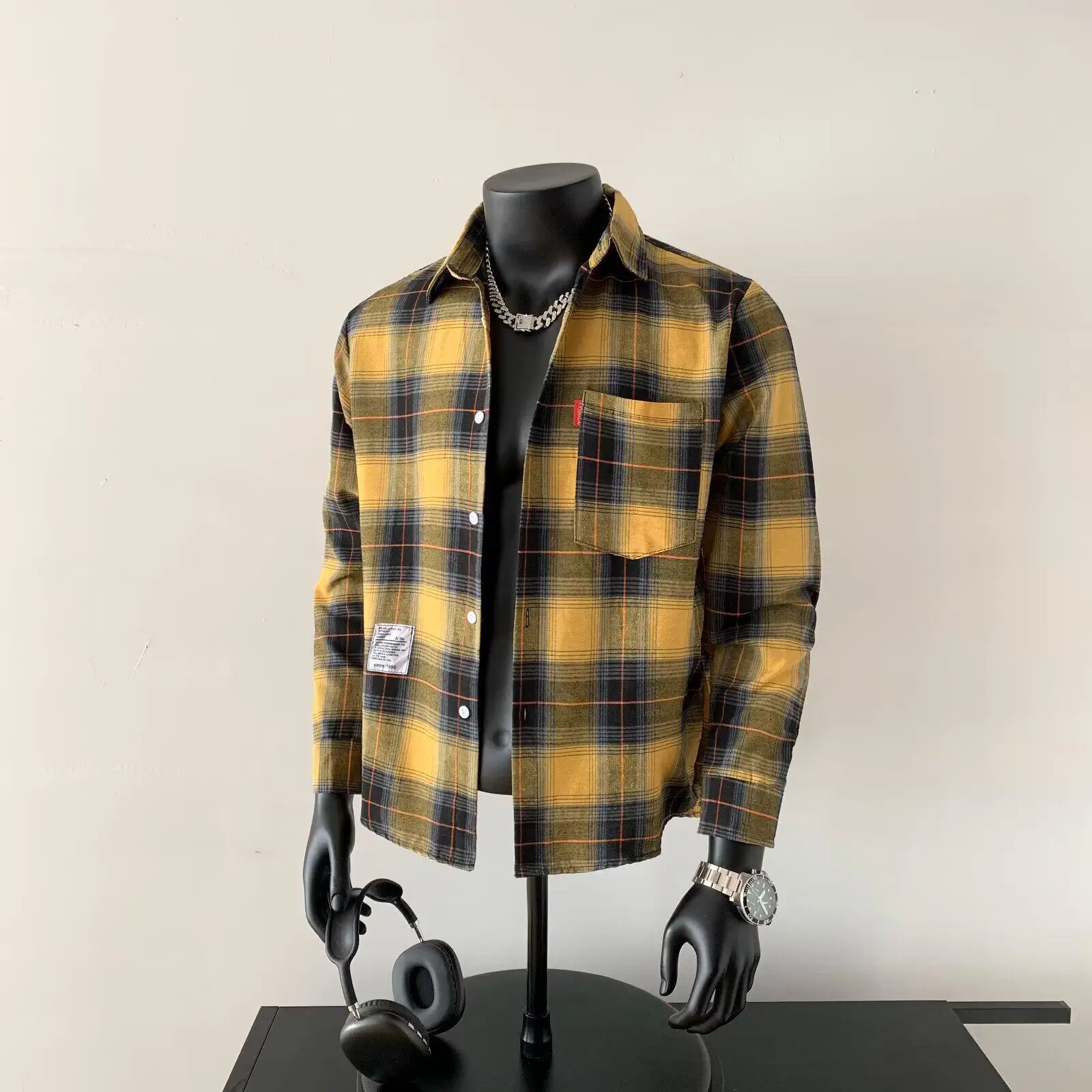 Casual Plaid Long Sleeve Shirt Men's Spring Summer Lightweight Loose Style Youthful Sun Protection Outerwear Breathable Comfo...