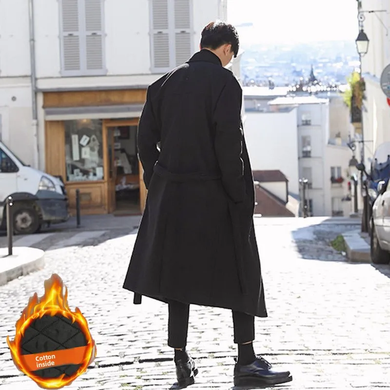 

Men's Woolen Coat Autumn Winter Thiened Cotton Added Medium Length Large Size Windbreaker 202 New Faion Casual Outerwear