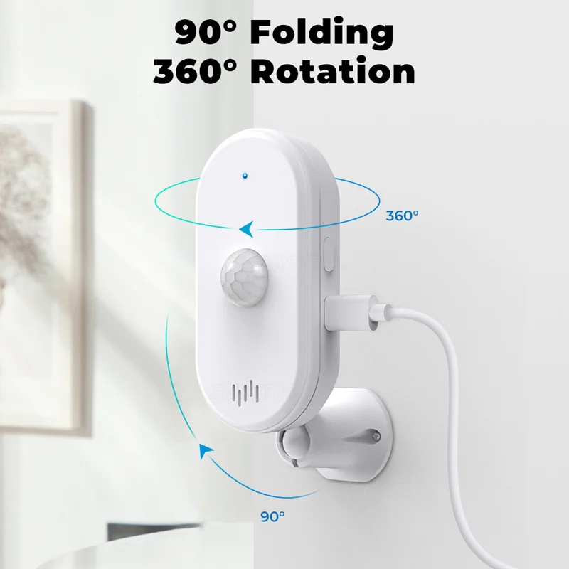 

Tuya WiFi Wireless Wide-angle Infrared Detector Mobile Human Body Sensing Alarm Remote Monitoring 90° Folding 360° Rotation