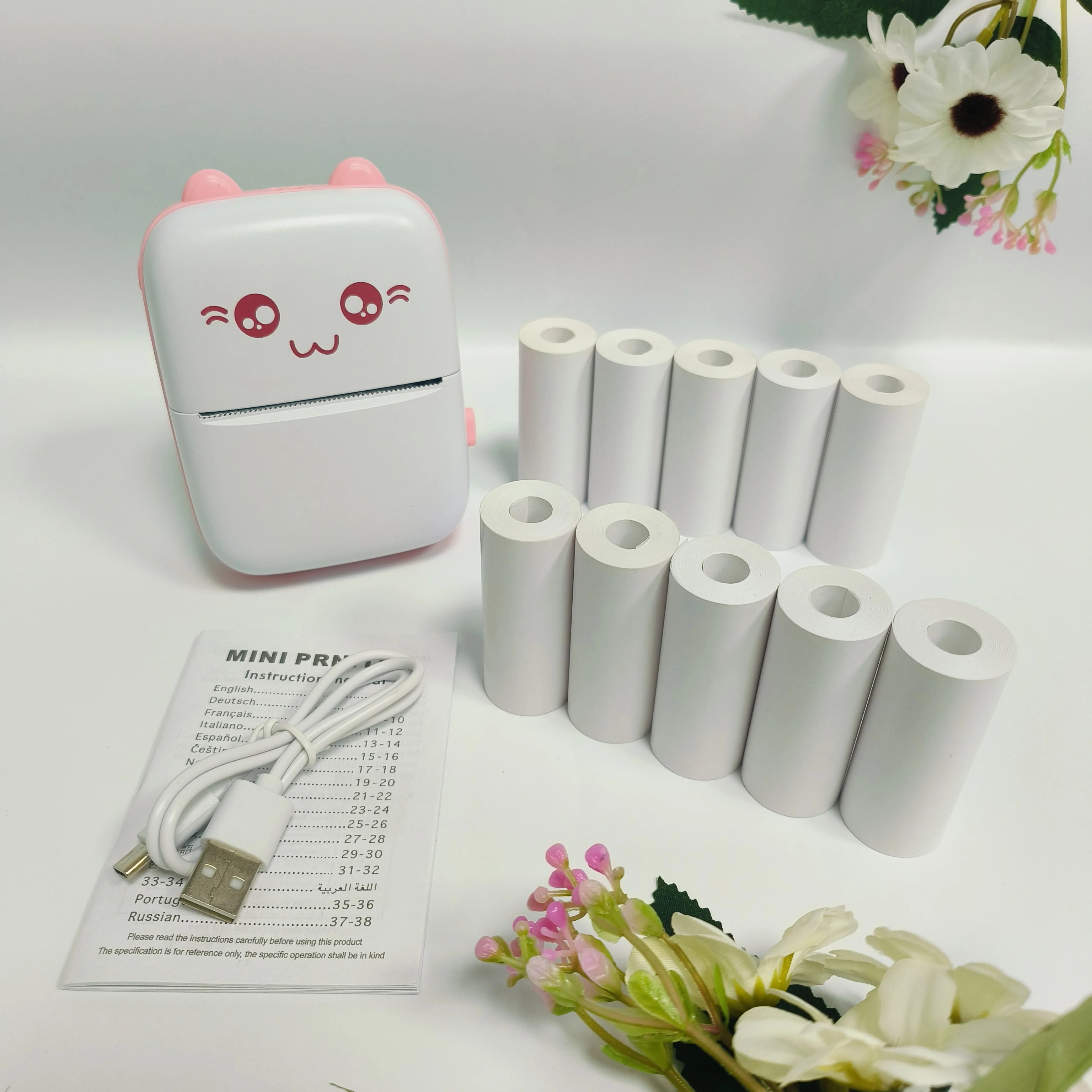 

Портативный карманный термопринтер с 10 термобумагами, беспроводной смарт-принтер для приложений Android и iOS, печать фотографий/винтажных изображений