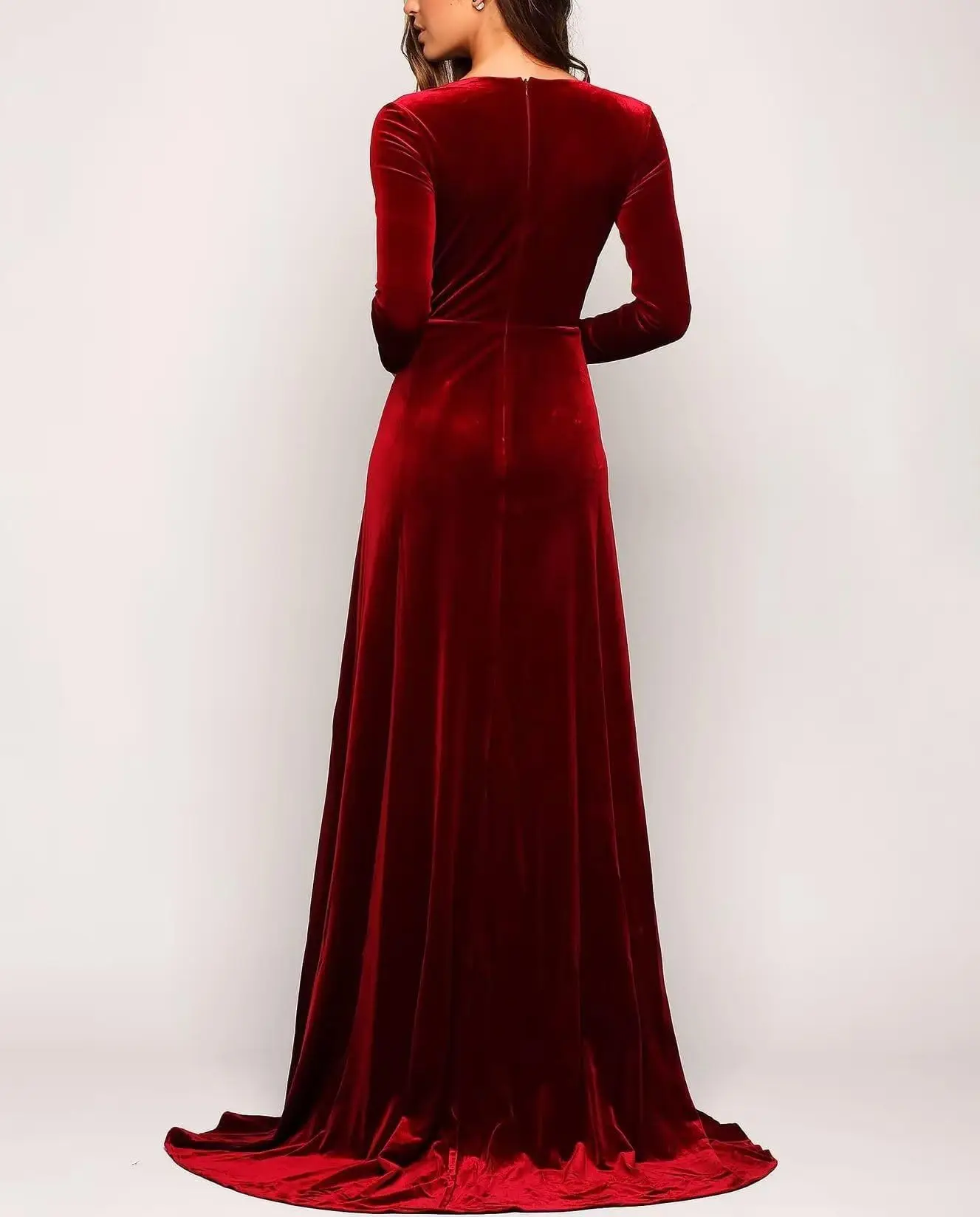 

Velvet Banquet Dresses V-Neck Long Sleeve Floor-Length Dresses for Banquet Party Prom Cocktail Dresses