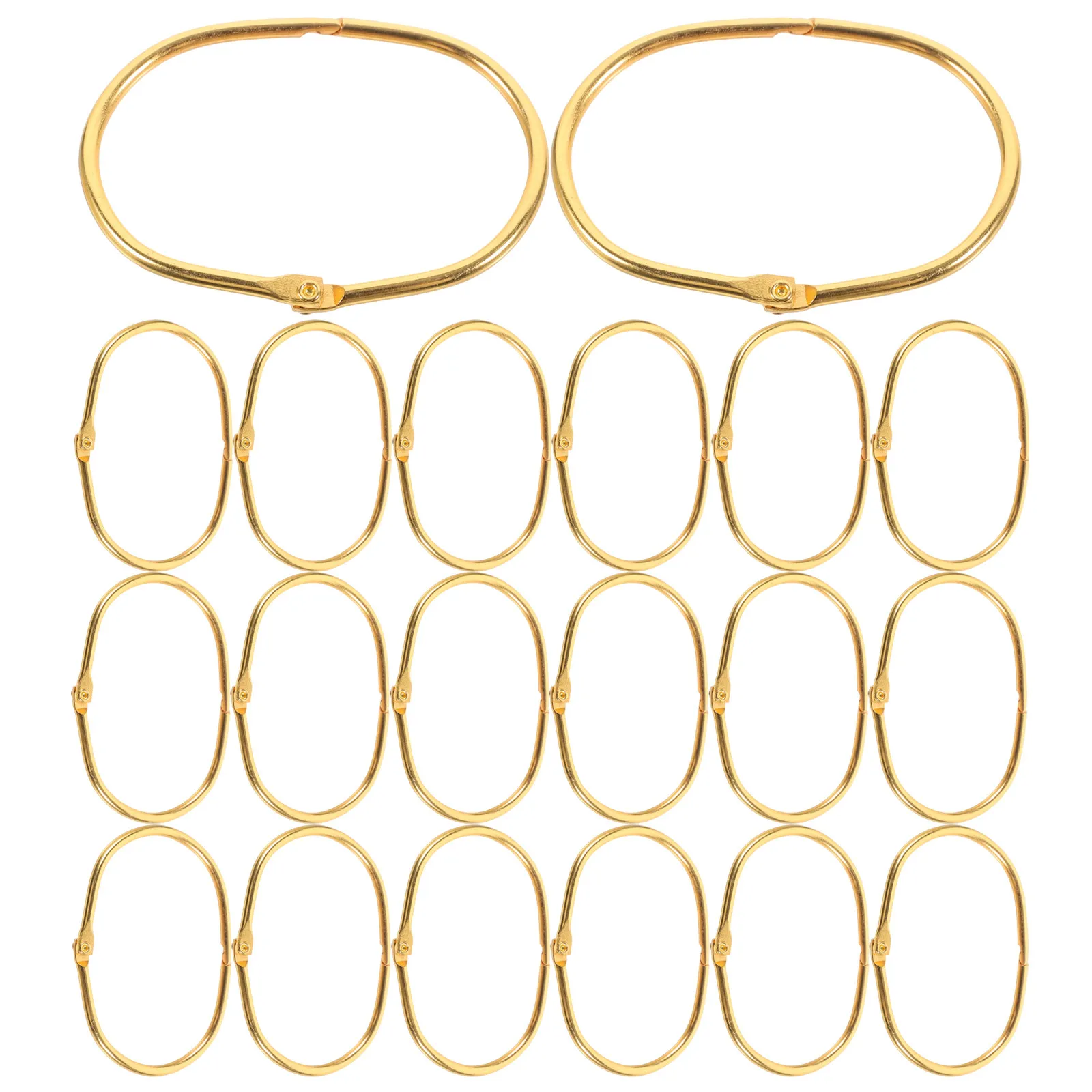 24Pcs Shower Curtain Rings Oval Metal Drapery Rings Easy Snap Closure Slide Smoothly for Bathroom Shower Curtain Decor Hooks