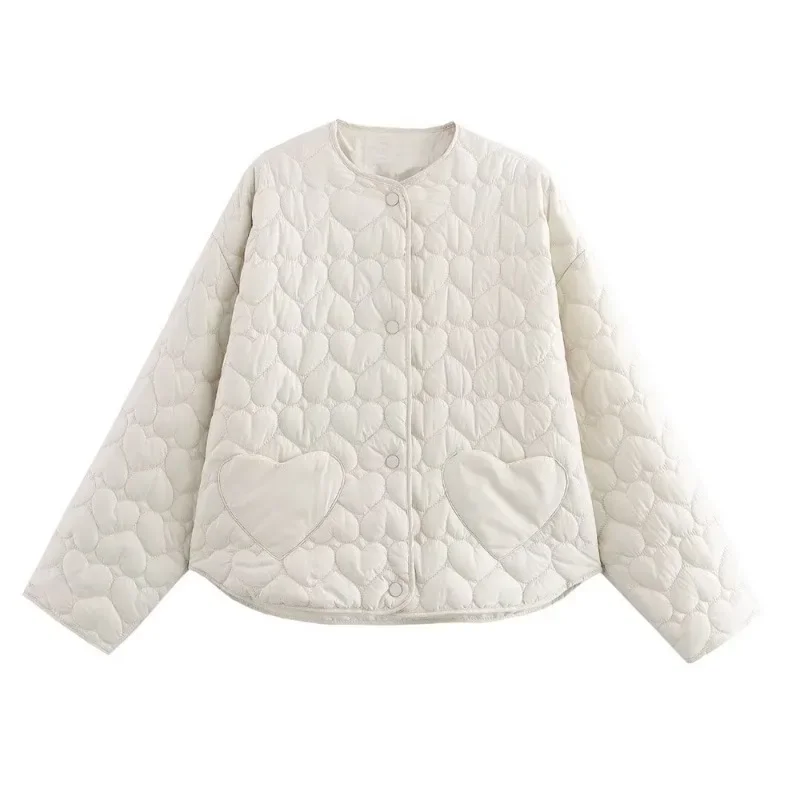 

Стеганая куртка с круглым вырезом в форме сердца, женская осенне-зимняя черная короткая стеганая куртка с длинными рукавами, однобортное белое женское пальто