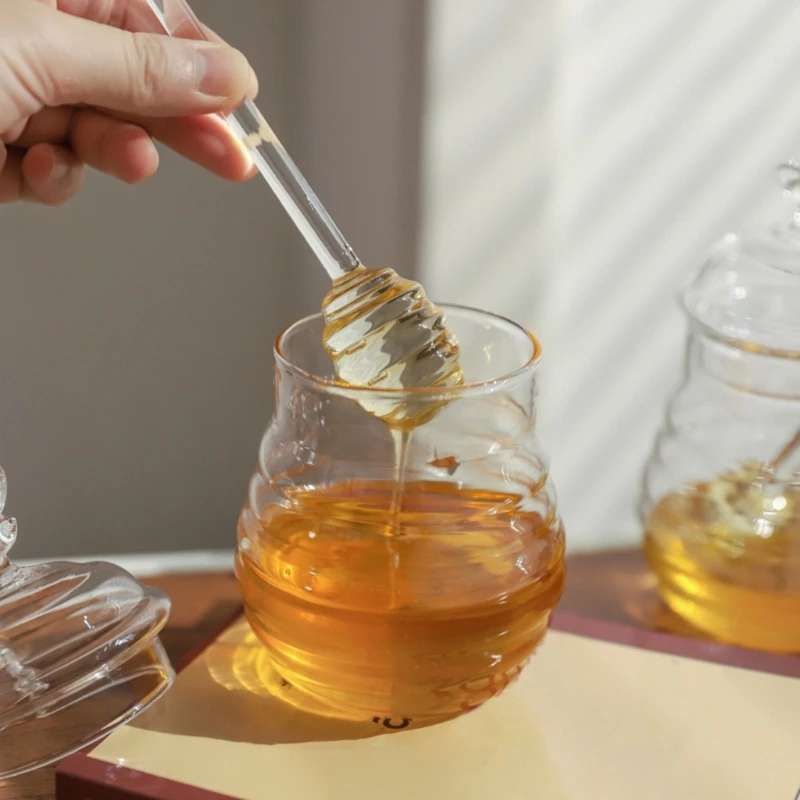 Kitchen Fashion Honeys Jar With Stick Glass Honeys Dispenser Glass Honeys Jar With Stick Clear Glass Honeys Jar With Lid