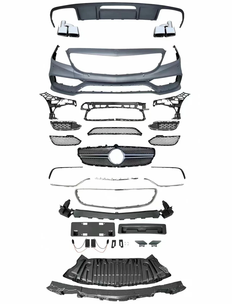 For Mercedez-Bnz CLS-Class W218 Carbon Fiber Rear Diffuser CLS320 CLS63 Upgrade New Condition with Exhaust Bumper Cut-Outs