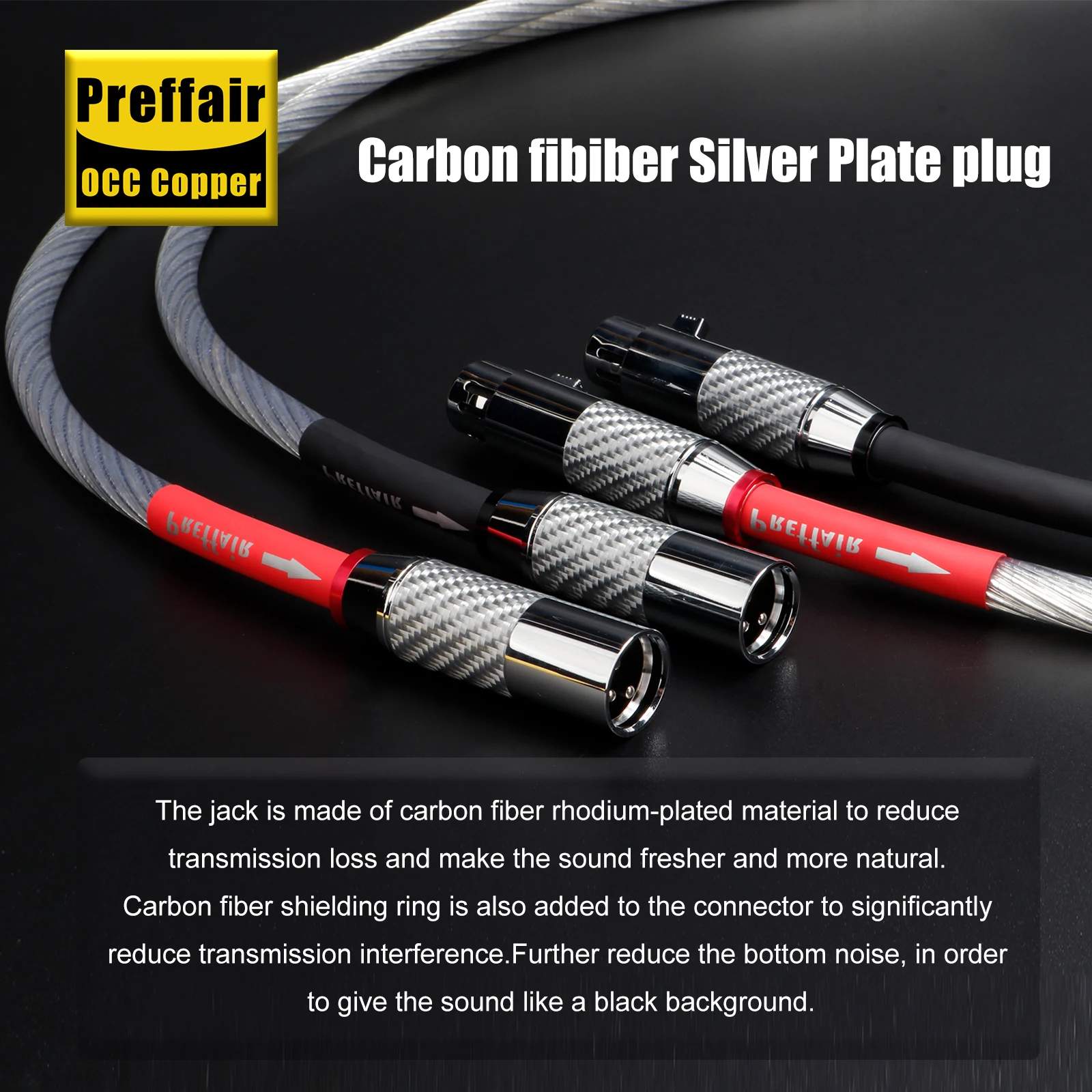 HIFI XLR Balanced Cable Reference Interconnects Audio Wire Line With Carbon Fiber Female to Male