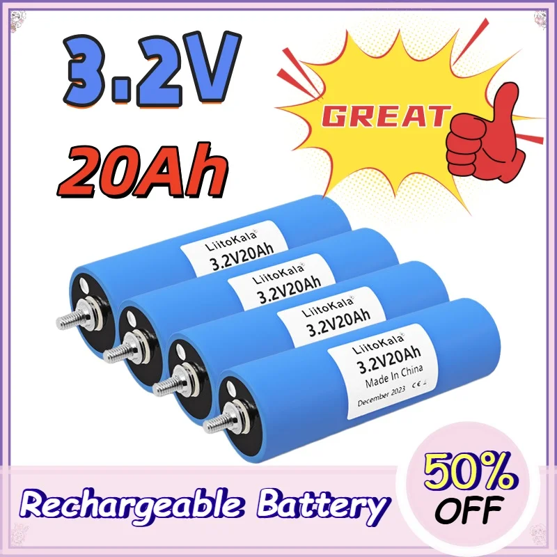 

3.2V 20Ah LiFePO4 Battery for Power Tools/Solar and Wind Energy Systems Replacement Rechargeable Lithium Iron Phosphate Battery