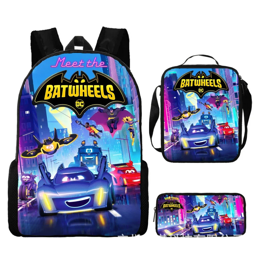 Bat wheels Schoolbag Backpack Lunch Bag Pencil Case Set Gift for Kids Students