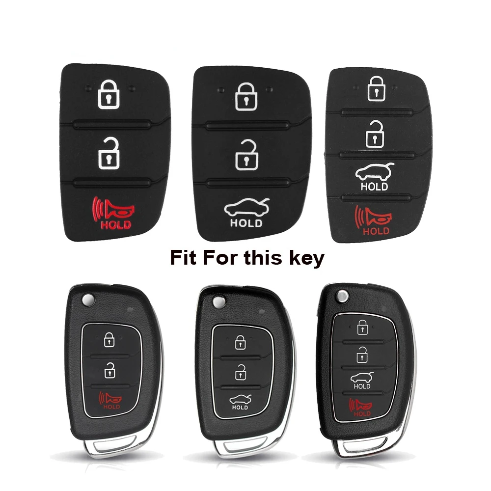 Dandkey 100pcs 3 Buttons Remote Car Key Shell Fob Rubber Pad For Hyundai I10 I20 I30 IX35 for Kia K2 K5 Rio Sportage Ceed Key