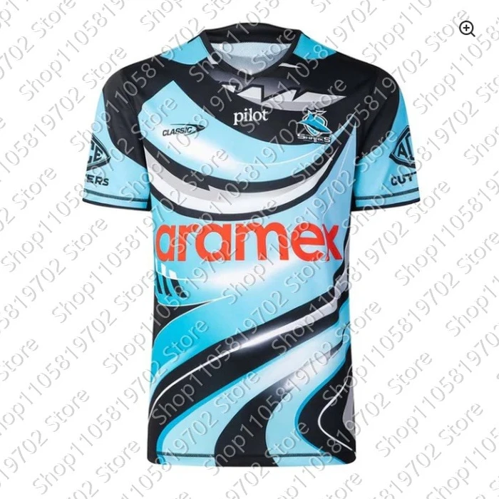 2026 Cronulla Sharks Aramex Pilot Classic Crew Neck Rugby Jersey Family Matching T-shirt plus sizer Top