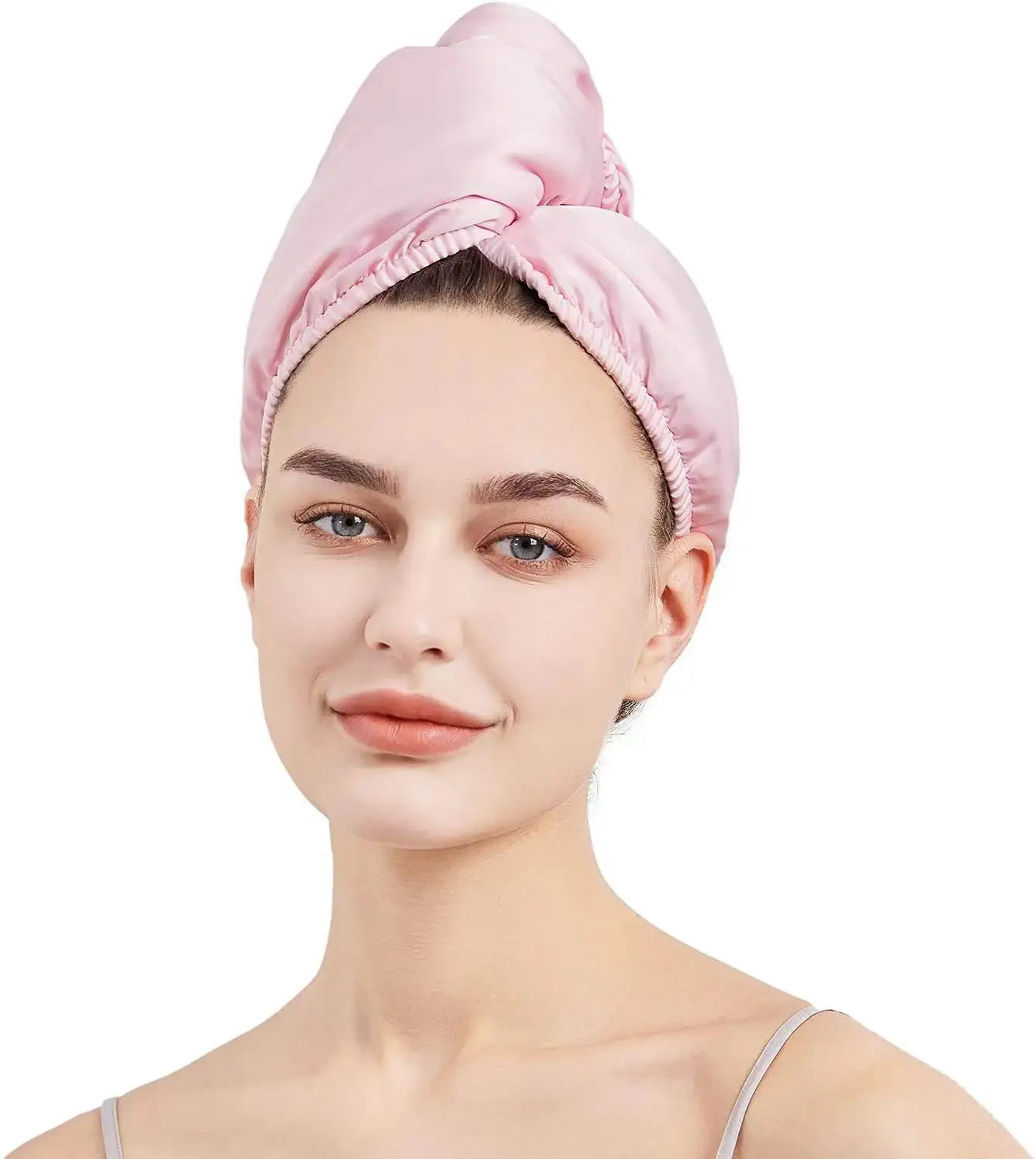 1pc Silk Hair Drying Towels Double Layer Absorbent Quick Dry Wrap Cap European Women Shower Long Curly Hair Dryer Turban