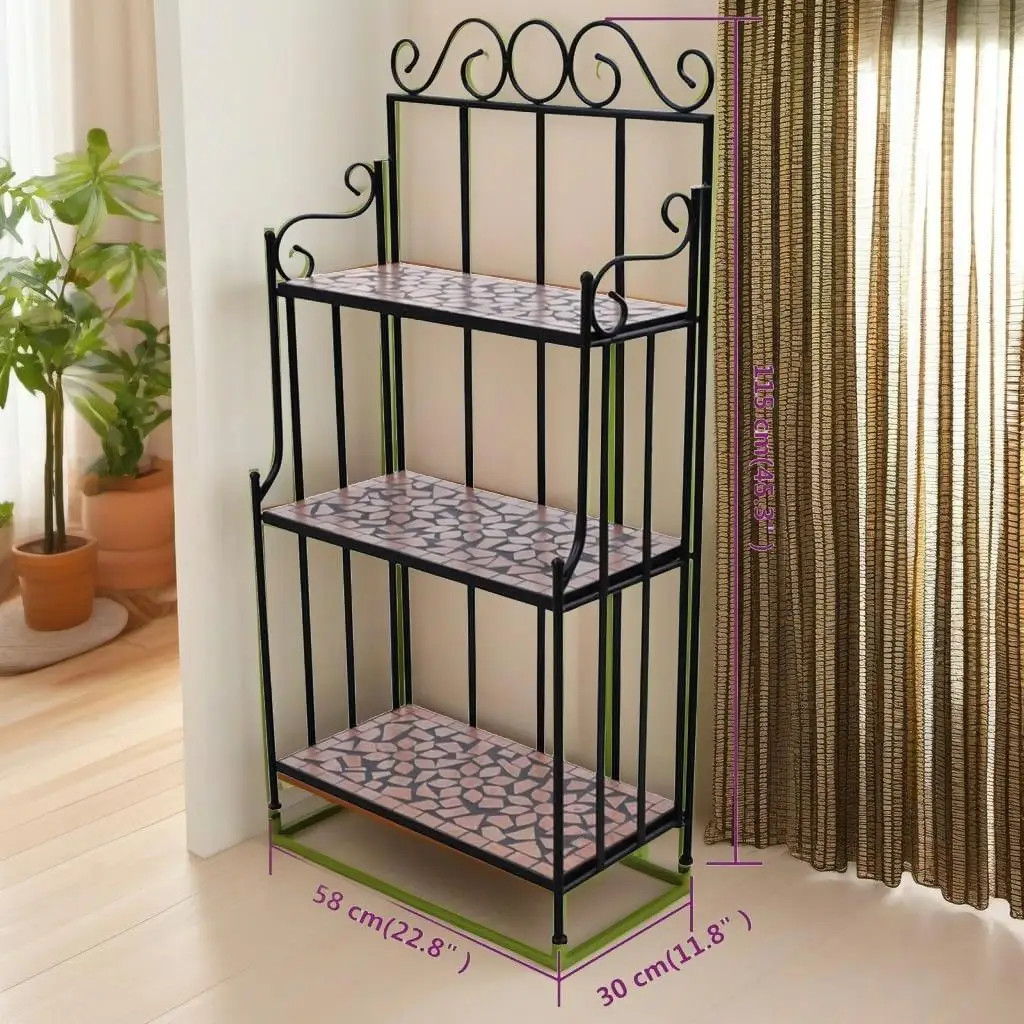 Terracotta Mosaic Pattern Plant Stand - Stylish Display for Indoor & Outdoor Use