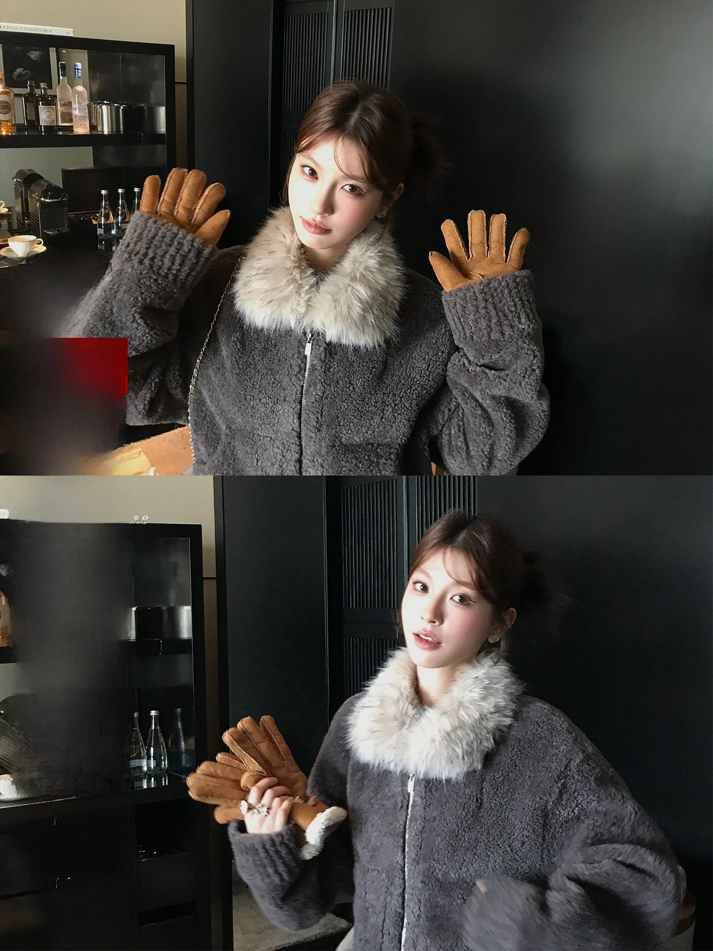 

Зимнее пальто LIONE из экологичного искусственного меха с воротником, имитирующее овчину, женская повседневная теплая верхняя одежда