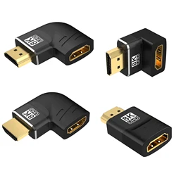 8K HDMI 2.1 Male to Female Adapter Connector Converter HDMI L Shape Angle 90 Degree Gold Plated Support 8K@60Hz for PC Laptop