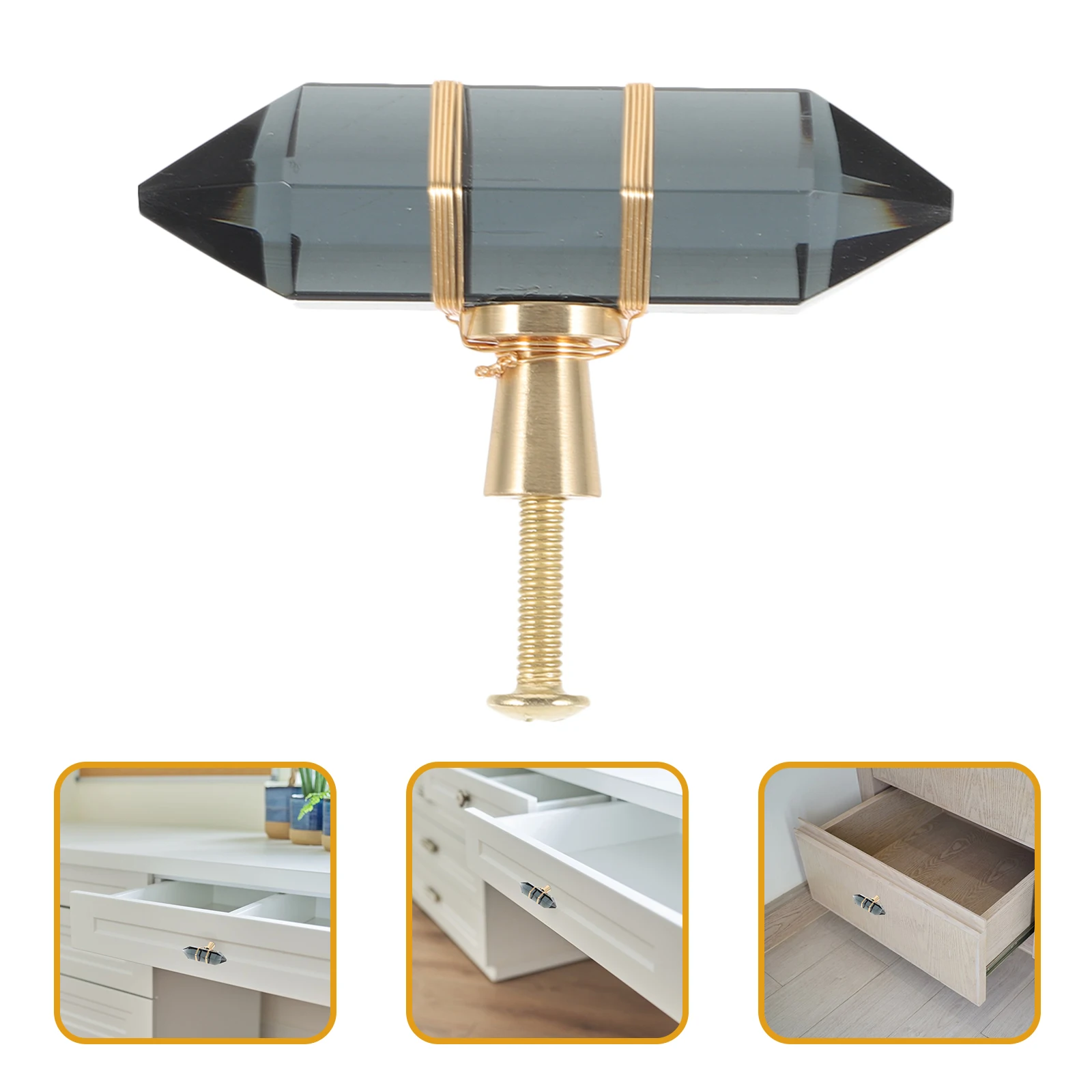 

2 Pcs Glass Brass Pulls Hexagonal Crystal Knobs for Cabinets Drawers Wardrobe H les Furniture Hardware Black Transparent Modern
