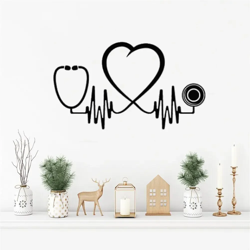 Stethoscope and Heart Wall Stickers Removable Vinyl Decals Nurse Hospital Home Medicine Home Doctor Wallpaper Murals DW14222