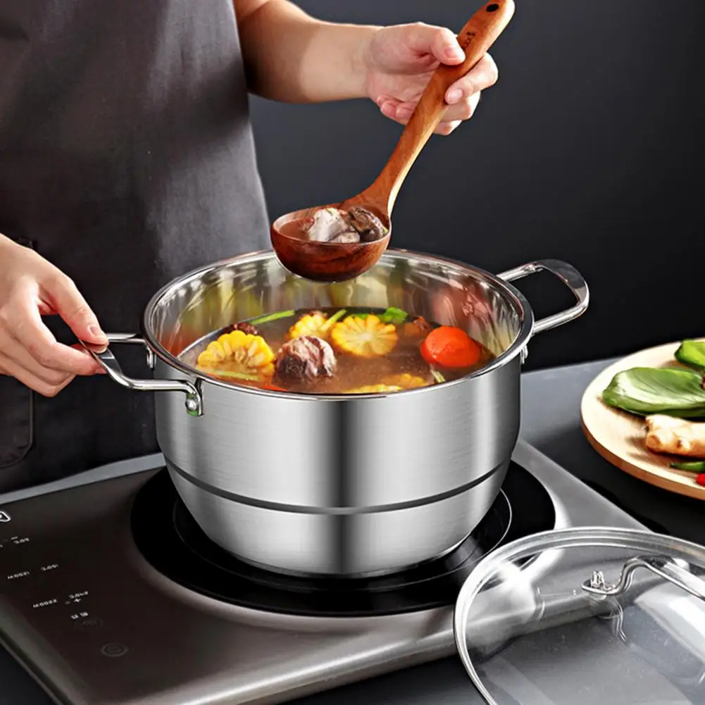Steaming Pot with Insert Stainless Steel Soup Pot with Steaming Rack Capacity Dual Handle Stockpot Anti-scalding for Home