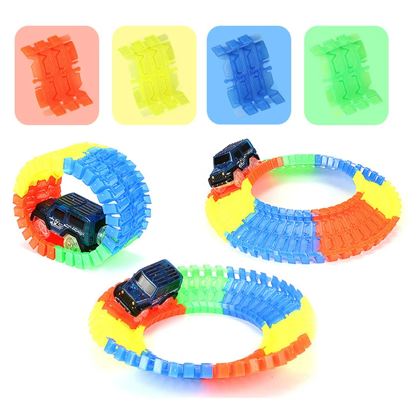 320 Stuks Plastic Racebaan Gloeiende Racebanen Diy Assemblage Flexibele Racebocht Railbaan Auto Speelgoed Voor Kinderen Geschenken