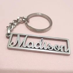 Customized Name Letter Stainless Steel Keychain - Rectangular Keychain for Husband, Exquisite Gift for Family