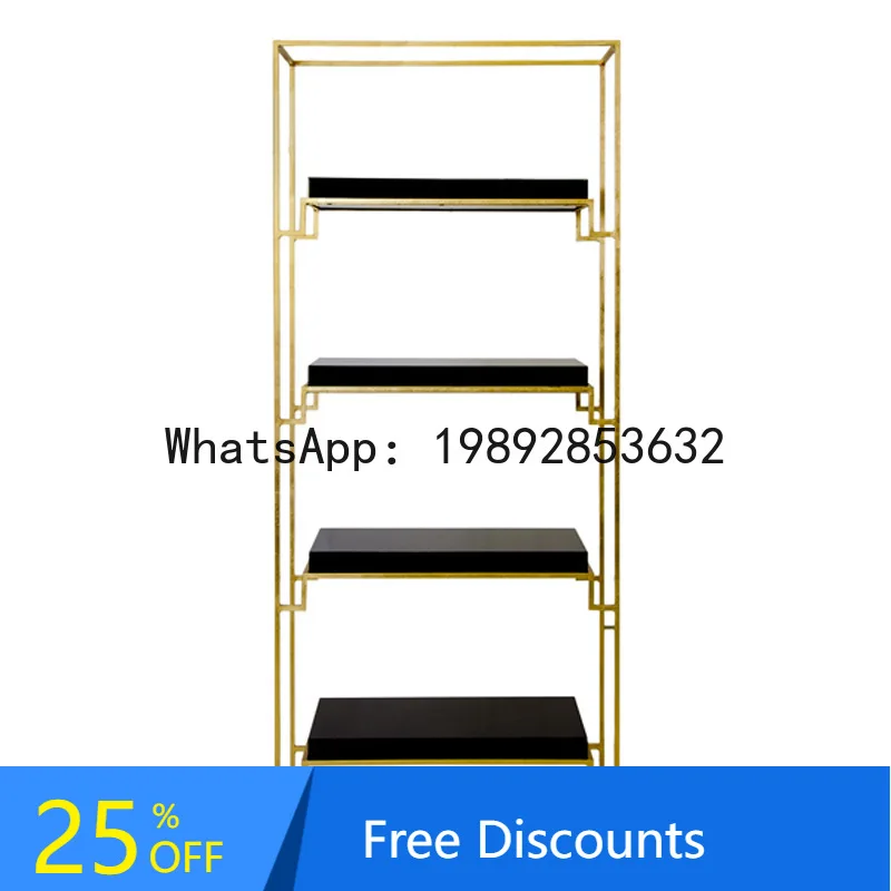 

cz American Style Stainless Steel High Gloss Wooden Board 5-Layer Bookshelf/Custom Soft Decoration/Villa Decorative Shelf