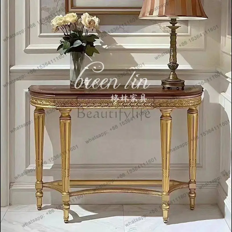 YJ French retro solid wood porch/American country living room wall decorative cabinet/partition side table