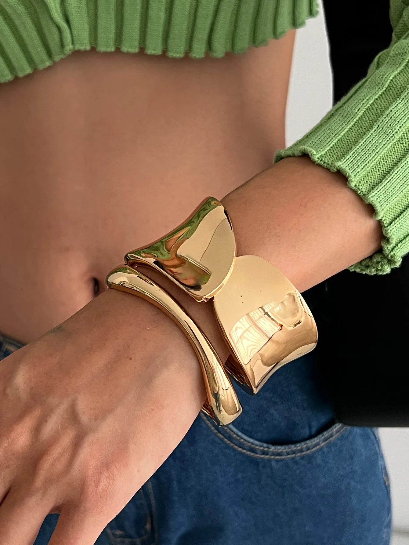 

Минималистичный массивный браслет в стиле хэви-метал, асимметричный, широкий, открытый, в готическом панк-стиле, модное украшение, подарок