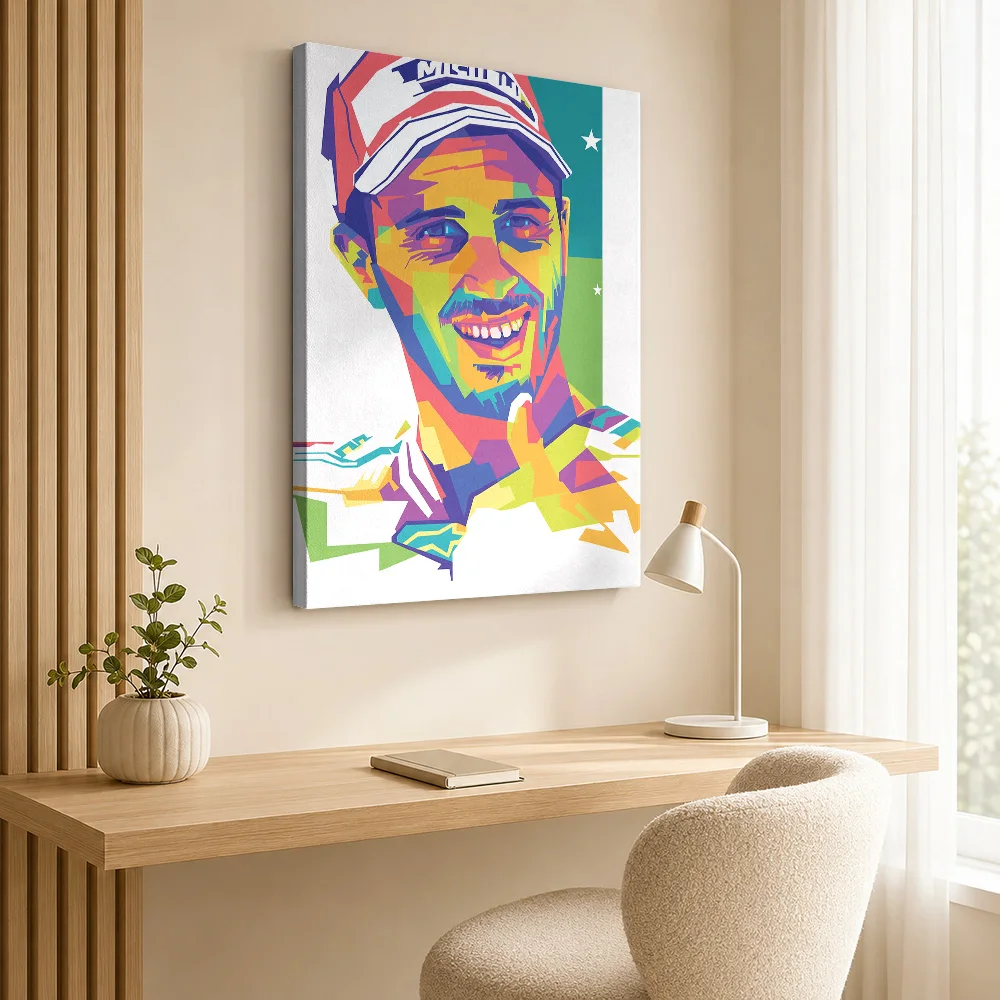 Andrea Dovizioso Tribute Framed Canvas Poster WPAP Style Canvas Wall Art With Personalized Photo For Garage Ideal Collector Gift