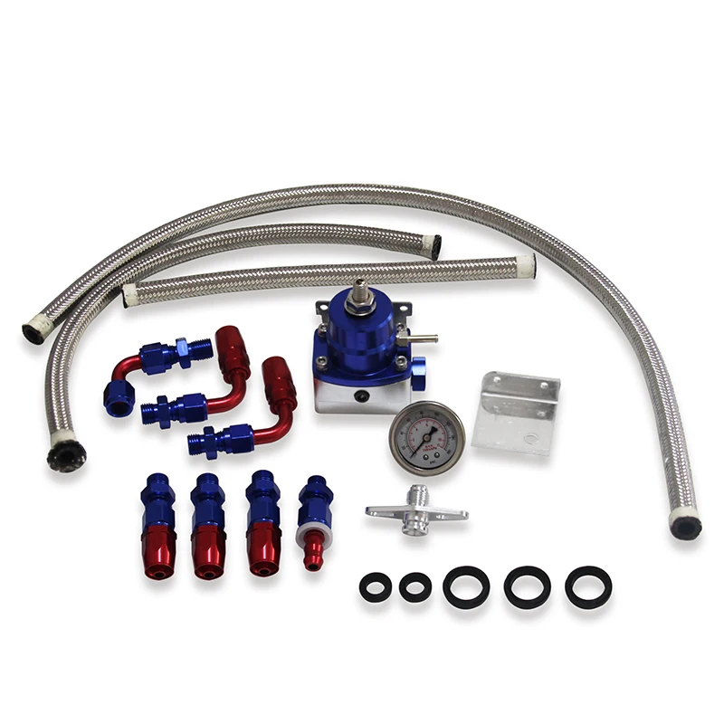 For Racing Auto Universal Adjustable Fuel Pressure Regulator Oil 160psi Gauge an 6 Fitting End Oil Gauge Hose Fitting Kit