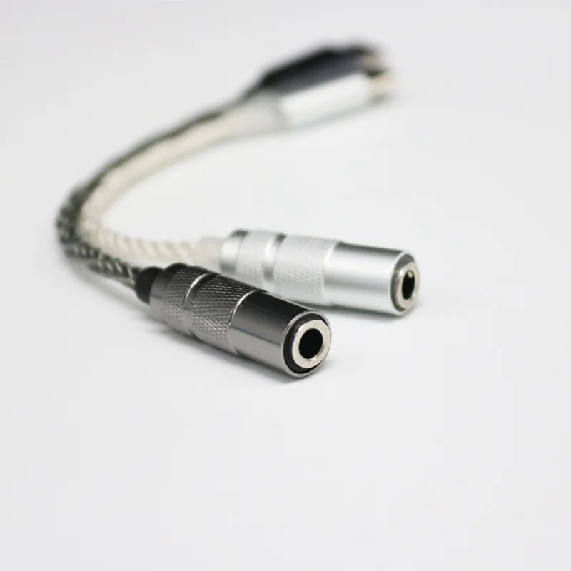 Type C to 3.5mm female 8-strand silver plated wire 13CM