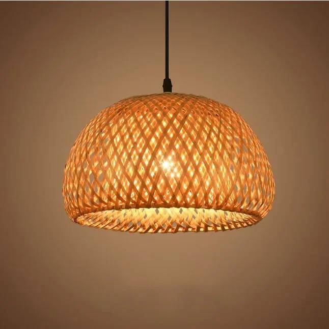 

Chinese Style Bamboo Weaving Chandelier Lamp Handmade Pendant Light Hanging LED Ceiling Fixtures Rattan Woven Home Bedroom Decor