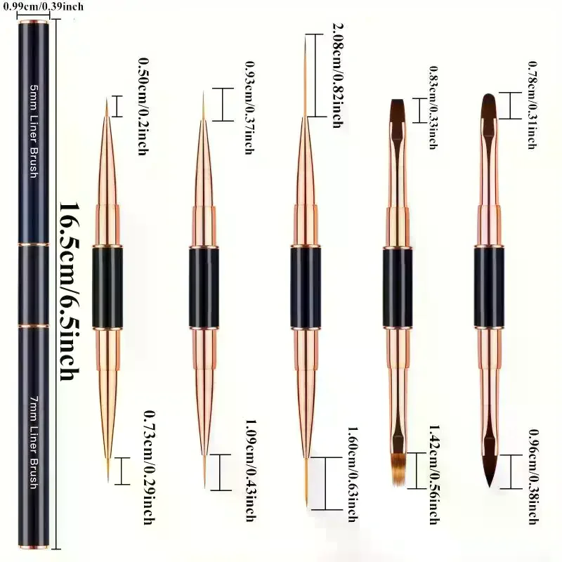 5 قطعة مزدوجة نهاية مسمار فُرش رسم بطانة التفاصيل رقيقة فرش مسمار قلم رسم ثلاثية الأبعاد مسمار الفن زينة في المنزل Manic بها بنفسك Manic #5