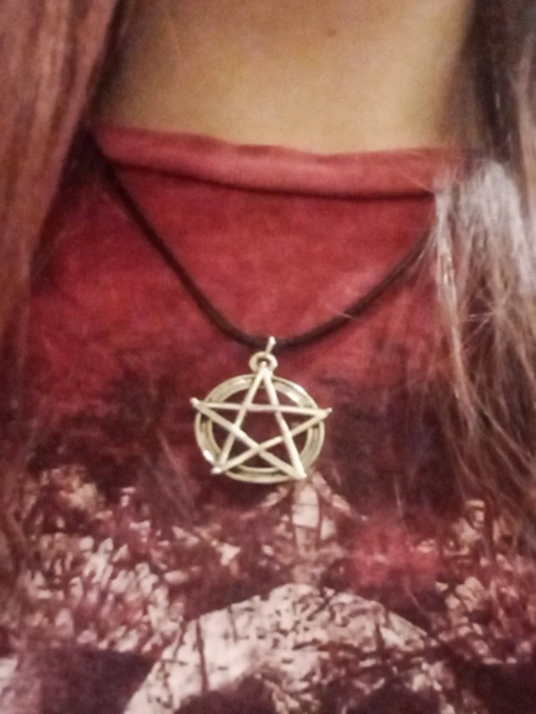 Pentagram Star Pendant Necklace for Women Gothic Wicca Charms Accessories Leather Choker Satan Fashion Jewelry Witchcraft Goth