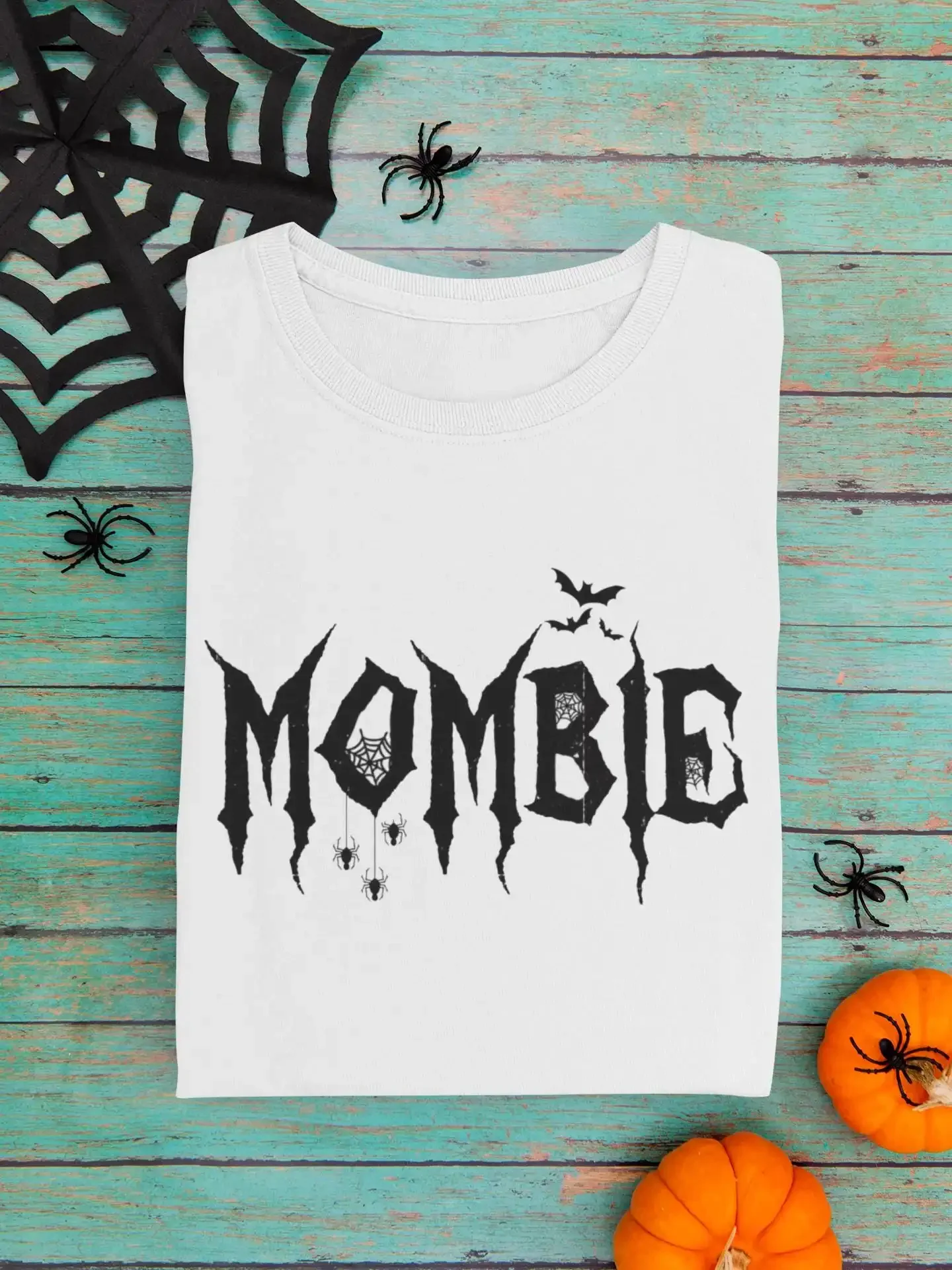 Mombie Halloween T Shirt Funny Mom Zombie Spider Web Design Spooky Creepy Cute Apparel Fall