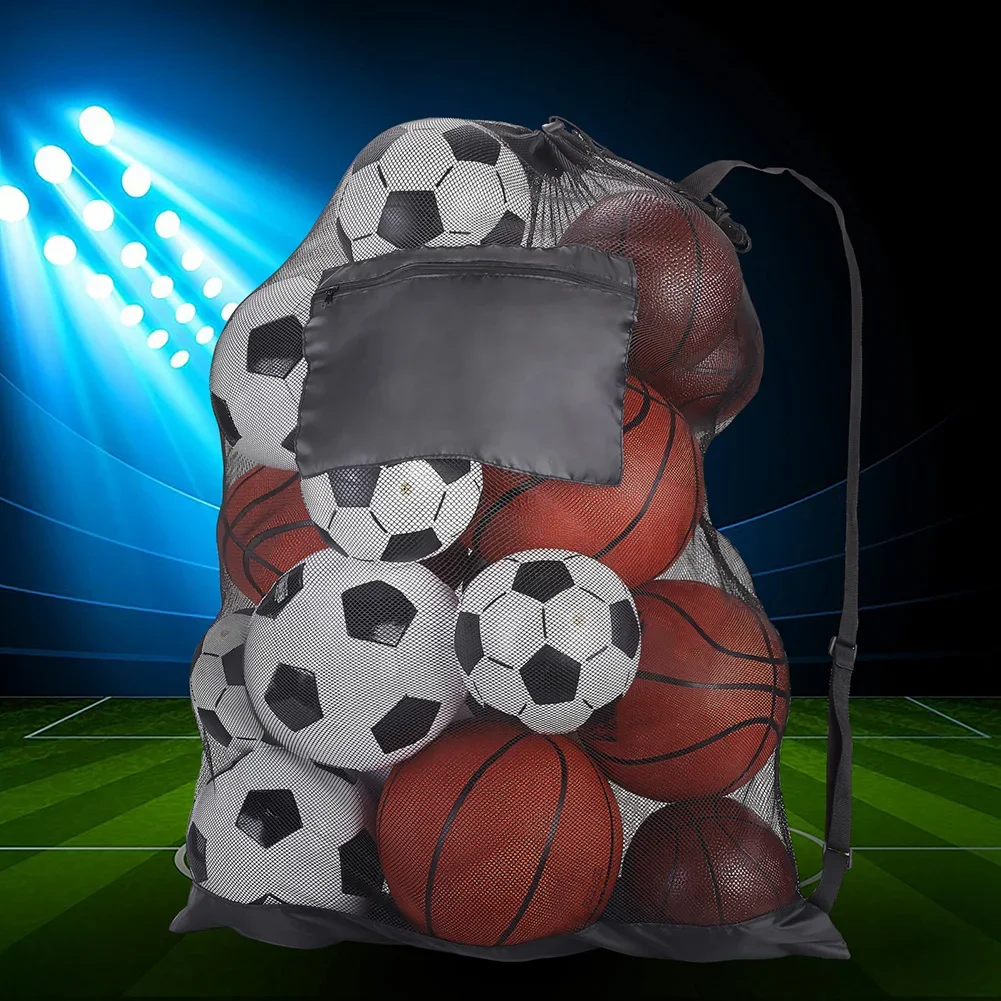 Mesh Soccer Ball Bag Extra Large Football Storage Bag with Zipper Pocket Accessories for Holding Basketball Football