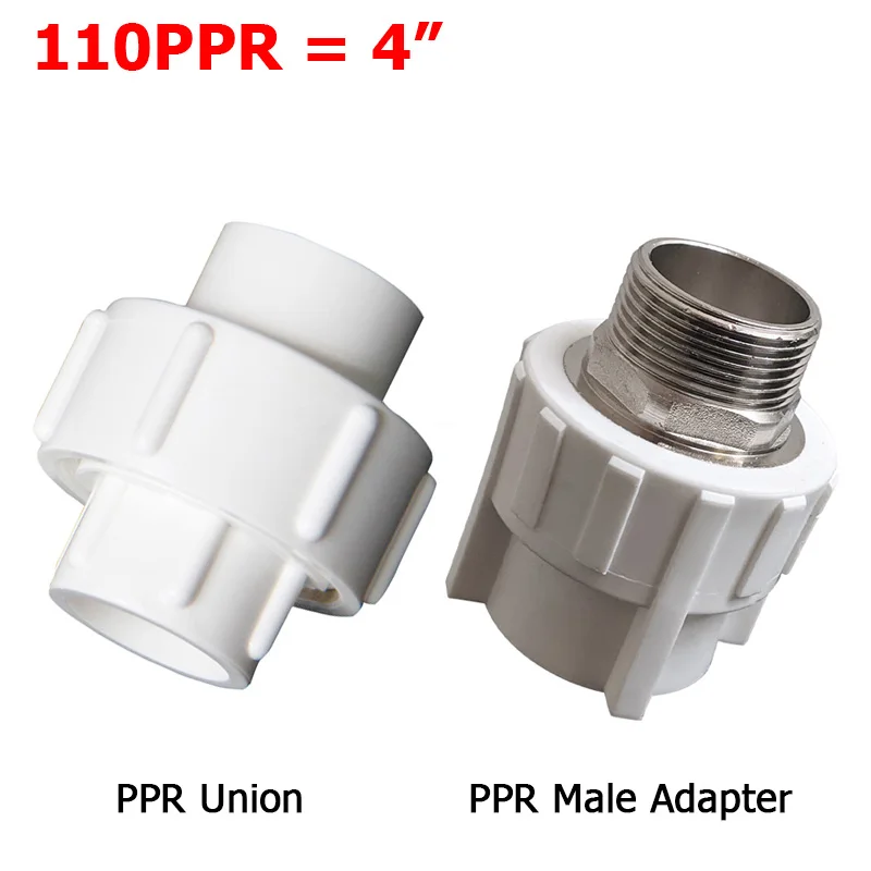 PPR Male Thread Adapter 40/50/63/75/90/110mm Plastic Iron Connector 1-1/4