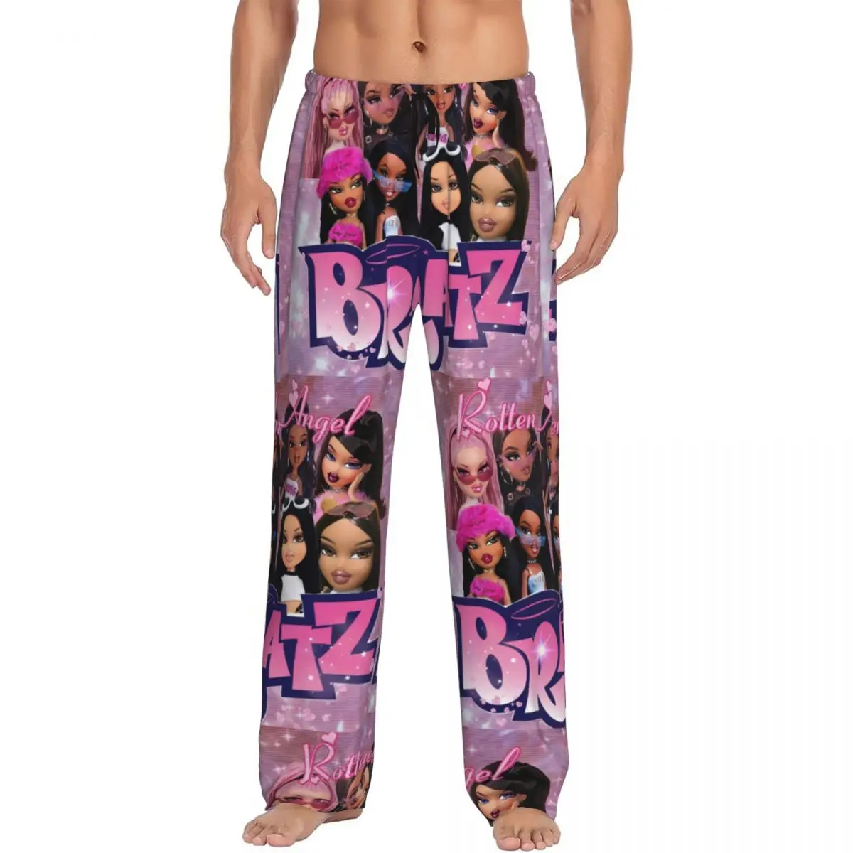 

Custom Print Men's Bratz Rock Angelz Doll Collage Pajama Pants Cartoon Tv Movie Sleepwear Sleep Lounge Bottoms with Pockets