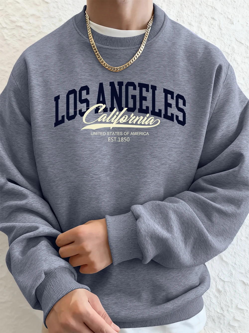 لوس أنجلوس كاليفورنيا المطبوعة الرجال البلوز الشتاء الصوف الدافئة هوديس الكورية فضفاض Crewneck البلوز الهيب هوب الذكور الملابس