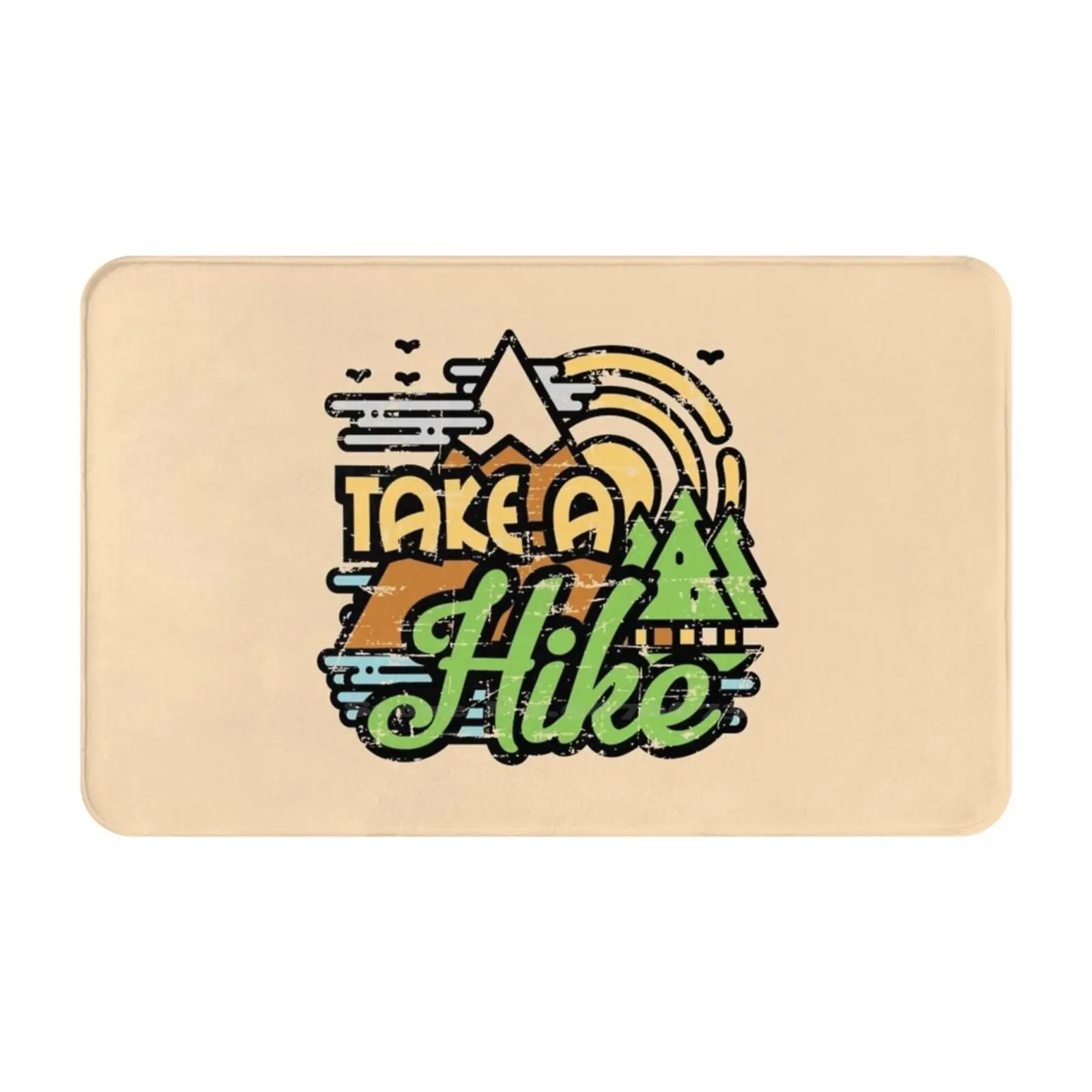 Take A Hike Soft Cushion Car Home Carpet Door Mat Hiking Hiker Outdoor Exercise Mountain Nature Tree Forest Fir Pine