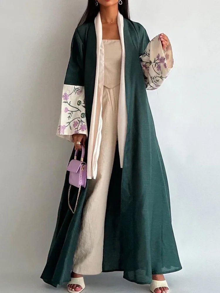 Nowa moda muzułmańskie kimono Abaya jednolity haft płaszcz Retro etniczny kardigan szata dubaj bliskowschód Arabia Saudyjska ubrania Eid