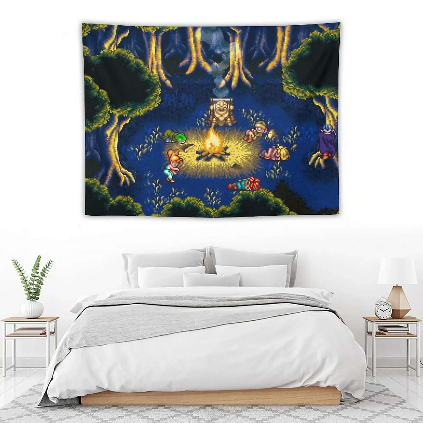 Chrono Trigger Campfire Tapestry Aesthetic Room Decors Room Decoration Accessories Tapestry