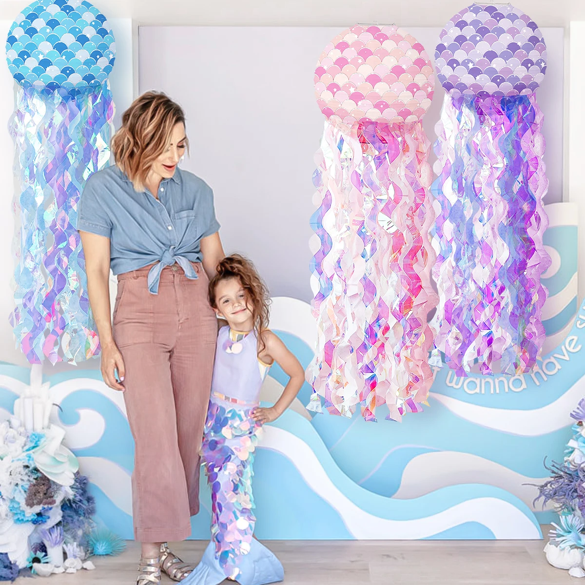 Mermaid Party Decorations Litte Mermaid Jellyfish Paper Lantern Under the Sea Party Decor Girl Babyshower Mermaid Birthday Decor