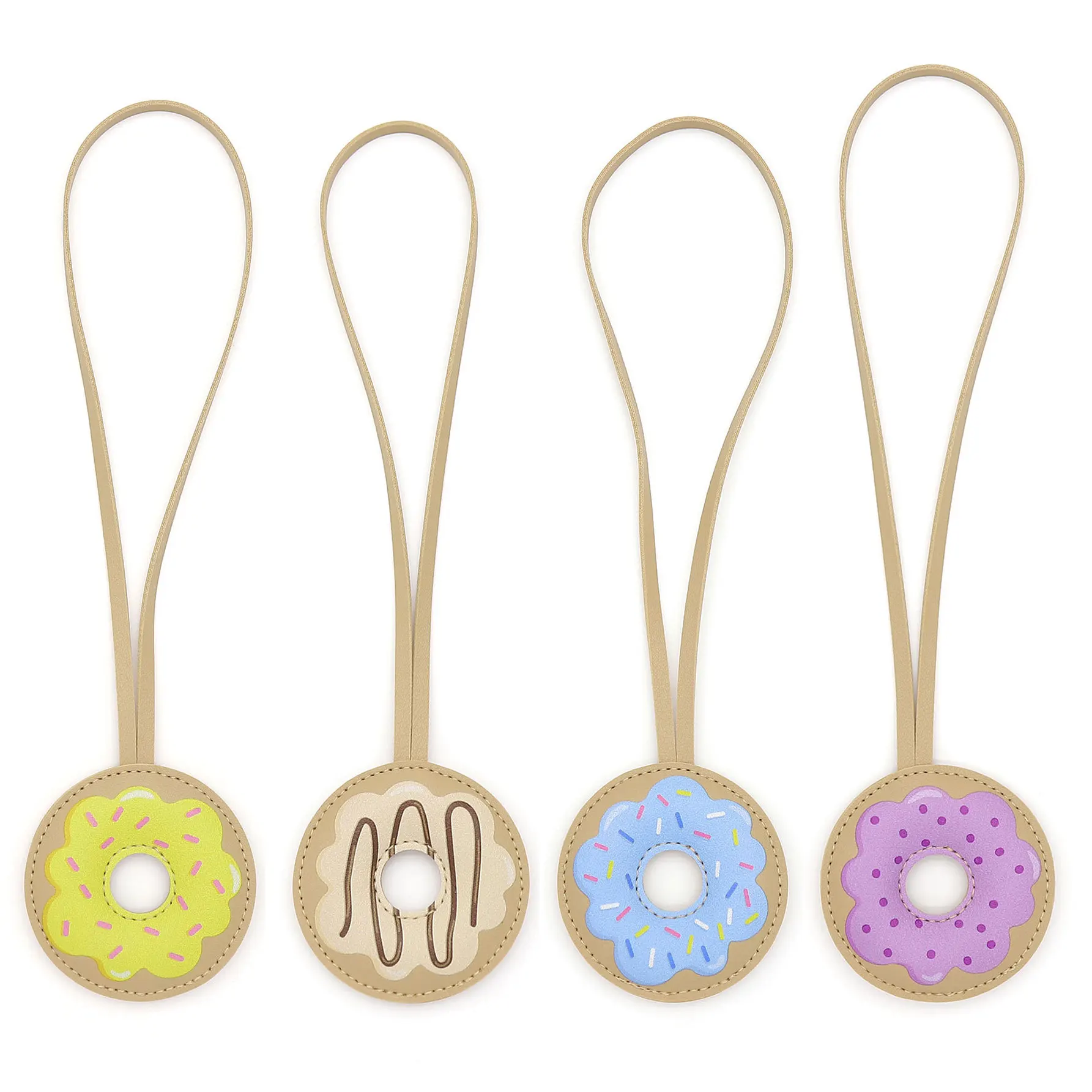 Women's Bag Accessories Cartoon Donut Sweet Cute Kawaii Leather Bag Pendants High-quality Multifunctional Ladies' Keychains