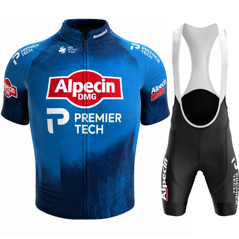 ALPECIN Men Road Bike Cycling Jersey Set Short Sleeve Breathable Quick Dry Pad Bib Shorts Summer Racing Bicycle Sportswear Wear