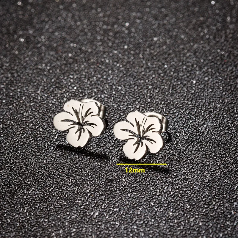 Korean Fashion Stainless Steel Plant Earrings Women Wedding Jewelry Sweet Metal Flower Earings Small Lily Studs Mother Gifts