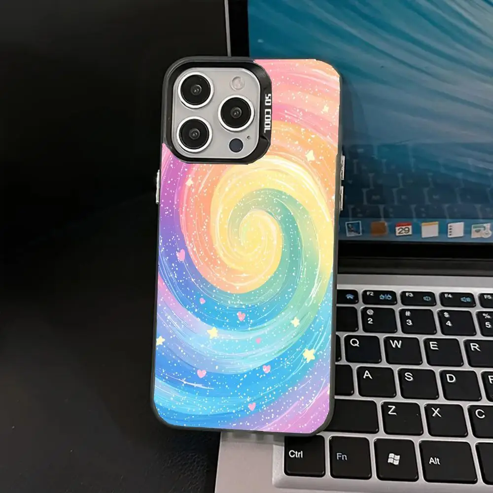 Colorful vortex pattern case for iPhone 16 15 14 13 12 11 Pro/ Max/Plus shock-proof rear cover anti-fingerprint
