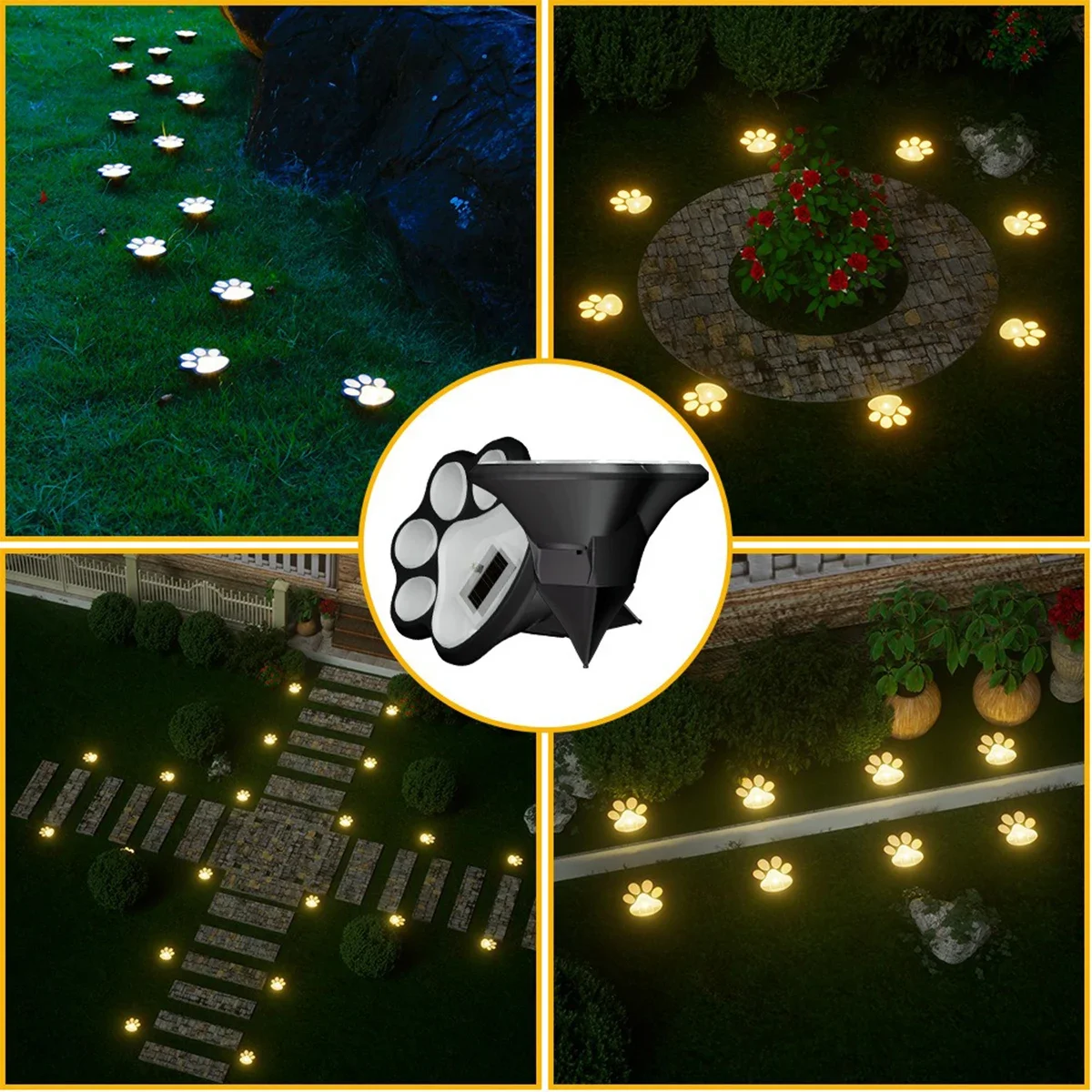 Solar Lawn Light Dog Paw Footprints Stairs Light Outdoor Waterproof Balcony Garden Fence Landscape Decoration Solar Powered Lamp