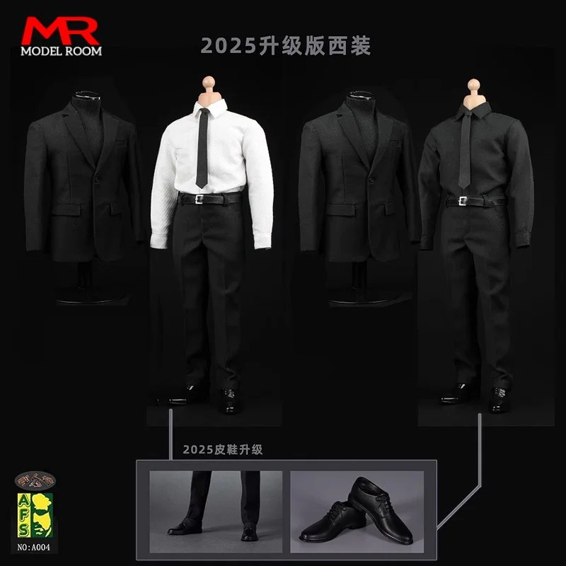 AFS A004 1/6 Scale Male Black Suit Clothes Model  For 12