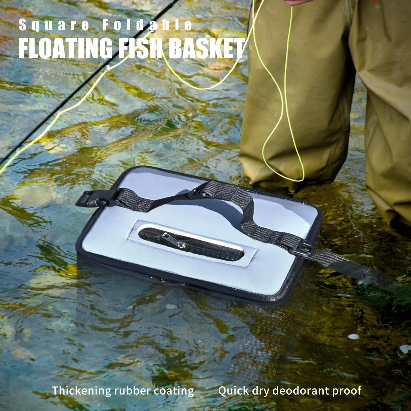 سلة صيد للأسماك المعلبة سلة صيد عائمة كبيرة حامل مدمج شبكة صافي تصميم محمول سريع الجفاف للقارب